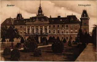 1917 Zombor, Sombor; Vármegyeház. Vasúti levelezőlapárusítás 1577. / county hall