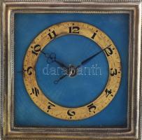 Torziós ingás asztali óra. Türkiz színű zománc számlappal, zománcozott ingasúllyal. Számlap hibátlan...