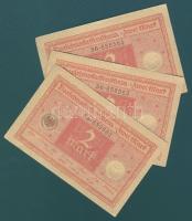 Német Birodalom / Weimari Köztársaság 1920. 1M (3x) piros nyomatos variáns egymás utáni sorszámokkal T:I