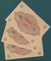 Német Birodalom / Weimari Köztársaság 1920. 1M (3x) piros nyomatos variáns egymás utáni sorszámokkal...