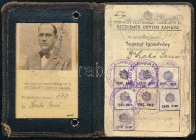 1938 Fényképes magyar orvosi igazolvány, kisebb sérülésekkel