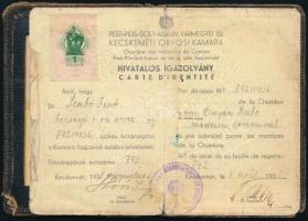 1938 Fényképes magyar orvosi igazolvány, kisebb sérülésekkel