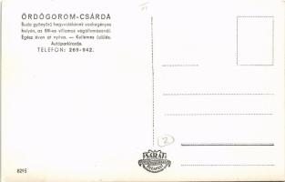 Budapest XII. Ördögorom csárda az 59-es villamos végállomásánál, reklám