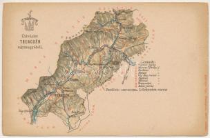 Trencsén vármegye térképe. Kiadja Károlyi Gy. / Map of Trencín county (r)