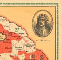 Magyarország térképe az elszakított területekkel. Propaganda térkép, kartonlapra nyomtatva. A térkép...