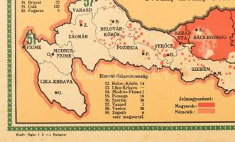Magyarország térképe az elszakított területekkel. Propaganda térkép, kartonlapra nyomtatva. A térkép...