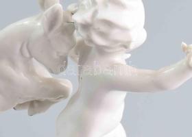 Carl Scheidig Grafenthal gyermek kecskével. Jelzett, kis kopással, m: 13,5 cm