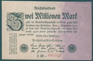 Német Birodalom / Weimari Köztársaság 1923. 1.000.000M cégnyomat fekete cégjelzéssel, jobb oldalt lila színnel T:I