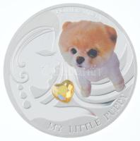 Fidzsi-szigetek 2013. 2$ Ag "Pomerániai törpespicc" részben multicolor, kristályberakásos érme kapszulában T:PP Fiji 2013. 2 Dollars Ag "Pomeranian" partially multicolor, decorated with a crystal, in capsule C:PP