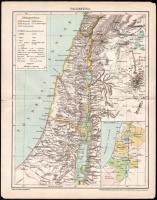 cca 1930 Palesztina térképe, Pallas Nagy Lexikona, kiadja: Posner Károly Lajos és Fia, 30×24 cm