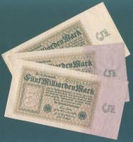 Német Birodalom / Weimari Köztársaság 1923. 5.000.000.000M (3x) 3 klf variáns T:II