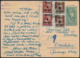 1945 (3. díjszabás) Levelezőlap Gyuláról Orosházára