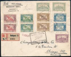 1924 Ajánlott légi levél Párizson keresztül Chicagoba / Registered airmail cover to Chicago via Paris
