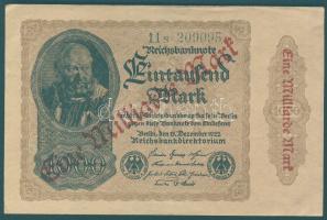 Német Birodalom / Weimari Köztársaság 1922. 1.000.000.000M cégnyomat barna papíron "Kreuzblüten" vízjellel, zöld jelzésekkel T:II+