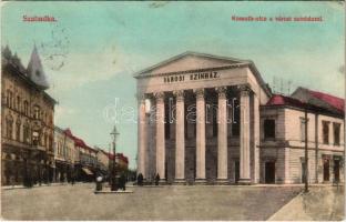 1911 Szabadka, Subotica; Kossuth utca, Városi színház. Víg Zsigm. Sándor kiadása / street, theatre