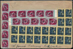 1945.12.05. (5. díjszabás) Távolsági levél 120P (35 bélyeg) bérmentesítéssel SALKÖVESKÚT postaügynökségi bélyegzéssel, hadifogoly kutató témában RR!