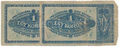 1920. 1K "EGY RONGY KORONA", betoldással, több darabból összeragasztva T:VG