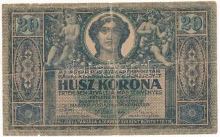 1919. augusztus 9. 20K "R 2033 515341" T:VG,G Hungary 1919. August 9th 20 Korona "R 2033 515341" C:VG,G Adamo K20