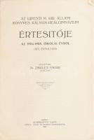 1925 Az Ujpesti M. Kir. Állami Könyves Kálmán-Reálgimnázium értesítője az 1924-1925. iskolai évről. (XIX. évfolyam. Közzéteszi Dr. Zibolen Endre igazgató. Újpest, 1926, Schinkovits Lajos, 38 p. Benne Gyökössy Endre (1913-1997) református lelkész, pszichológus, egyházi író, költő (18. o.), és Major Ákos (1908-1987) jogász, hadbíró, a Budapesti Népbíróság és a Népbíróságok Országos Tanácsa elnöke (Bárdossy-per), később az Országos Nemzeti Bizottság elnöke a kékcédulás választások idején, Major Tamás színész testvérbátyjával (31. o.) Borítóhiánnyal.