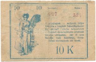 Cegléd 1919.05.31. 10K "Czegléd Városi Pénztár" pénzjegy szárazbélyegzővel T:VG nagyobb be...