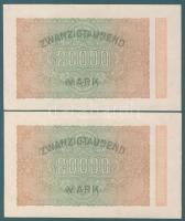 Német Birodalom / Weimari Köztársaság 1923. 20.000M (2x) variáns "Wellen" vízjellel, egymá...