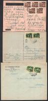 1945-1946 2., 5. és 15. díjszabás 2 db levelezőlap és 1 db levél helyben, a 2 db levelezőlap tábori postai