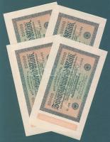 Német Birodalom / Weimari Köztársaság 1923. 20.000M (4x) variáns "Wellen" vízjellel, egymás utáni sorszámokkal T:I,I-