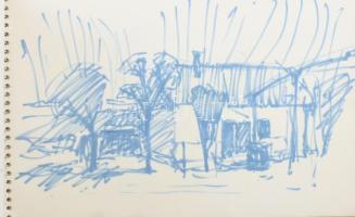 Udvardi Gyula (1925-2016): 2 db vázlatfüzet kb. 42 db rajzzal. Klf. technikák, papír, jelzett a vázl...