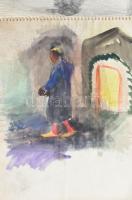 Udvardi Gyula (1925-2016): 2 db vázlatfüzet kb. 42 db rajzzal. Klf. technikák, papír, jelzett a vázl...