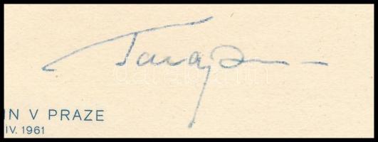 Jurij Alekszejevics Gagarin (1934-1968) szovjet űrhajós autográf aláírása alkalmi borítékon, 
/ Aut...