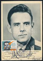 Jurij Alekszejevics Gagarin (1934-1968) és Vlagyimir Komarov (1927-1967) szovjet űrhajósok autográf aláírása alkalmi borítékon,  / Autograph signature of Yuriy Alekseyevich Gagarin (1934-1968) and Vladimir Komarov (1927-1967) Soviet astronauts on special cover