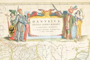 Duna folyamtérképe a forrásától a torkolatig. A térkép jobb felső sarkában címe: Danubius, Fluvius E...