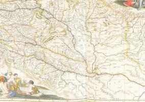 Duna folyamtérképe a forrásától a torkolatig. A térkép jobb felső sarkában címe: Danubius, Fluvius E...