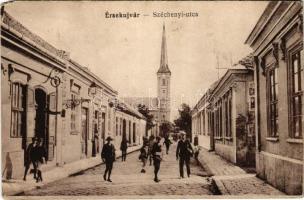 1917 Érsekújvár, Nové Zámky; Széchenyi utca. Vasúti levelezőlapárusítás 190. / street (szakadás / tear)