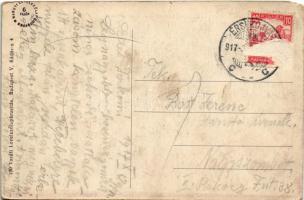 1917 Érsekújvár, Nové Zámky; Széchenyi utca. Vasúti levelezőlapárusítás 190. / street (szakadás / te...