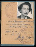 1958 Fényképes igazolvány Izrael Budapesti Követségén dolgozó személy részére, a belső oldalakon sok...