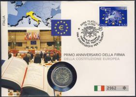 Olaszország 2005. 2€ "Európai Alkotmány" érmés bélyeges borítékon, elsőnapi bélyegzővel T:1