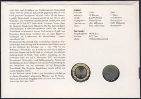 Németország 2002. 1€ + 1950. 50Pf érmés bélyeges borítékon, elsőnapi bélyegzővel "50 ...