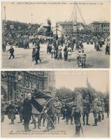 2 db első világháborús francia katonai képeslap: győzelmi ünnep 1919. július 14-én a Concorde téren, köztársasági elnök / 2 WWI French military postcards: Victory Day celebrations, President of France