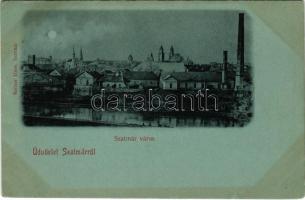 1899 (Vorläufer) Szatmárnémeti, Satu Mare; este, gyár. Reizer János kiadása / factory at night