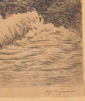 Olvashatatlan jelzéssel: Balatoni vitorlások. Rézkarc, papír. Körbevágva. Üvegezett fakeretben, 24x3...