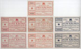 Ausztria / Brunn am Gebirge hadifogolytábor ~1914-1918. 10h - 5K (11xklf) perforációval és anélkül, ...