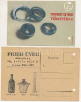2 db lyukasztott reklámlap: CFW tengely- és rúdtömítések, Fried Üveg / 2 advertisement postcards with punched holes