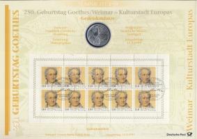 Németország 1999. 10M Ag "SOS Gyermekfalu" + 10M Ag "Goethe" nagyalakú emléklapo...