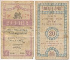 Ausztria / Theresienstadt tiszti hadifogolytábor 1917. 20h + 50h T:F,VG ragasztással / 
Austria / T...