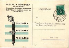 1936 Metallix Röntgen Részvénytársaság reklámja. Röntgenkészülékek, röntgenlámpák és röntgentartozékok. Budapest V. Múzeum körút 37. (EK)