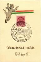 1941 Kolozsvár, Cluj; Fotó Kiállítás emléklapja. 1931-1941 Orsz. Fotóhét és Kiállítás a fotóélet 10 éves jubileumán So Stpl / Photo Expo (non PC) (13,1 x 8,6 cm)