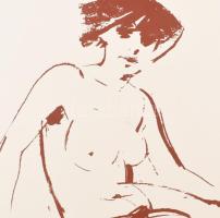 Gyémánt László (1935-): Ülő női akt. Szitanyomat, papír, jelzett, művészpéldány E.A./Ex. jelzéssel. ...