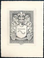 1905 Frideric Britze (1870-1956): Címeres ex libris, rézmetszet, papír, 8×6 cm