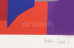 Halász Szabó Sándor (1920-1997): Kék-piros kompozíció. Szitanyomat, papír, jelzett, számozott (20/30...